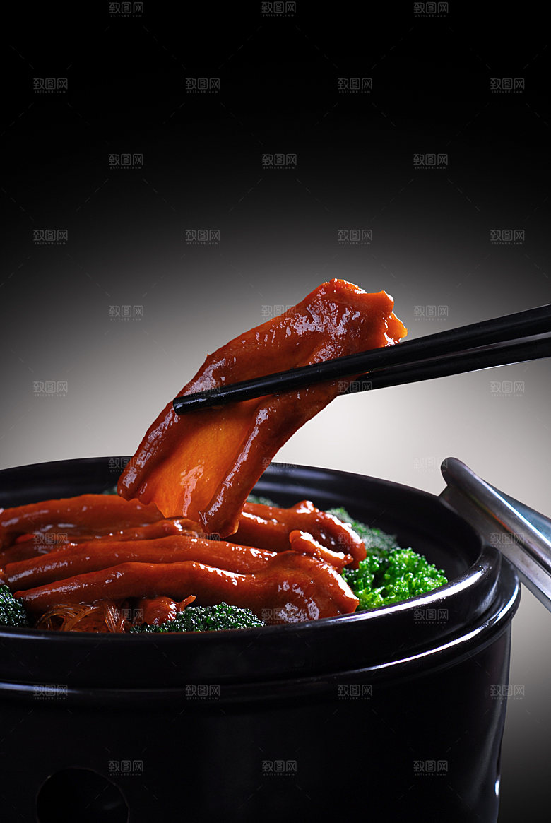 煲仔-干捞粉丝鹅掌高清图片设计素材