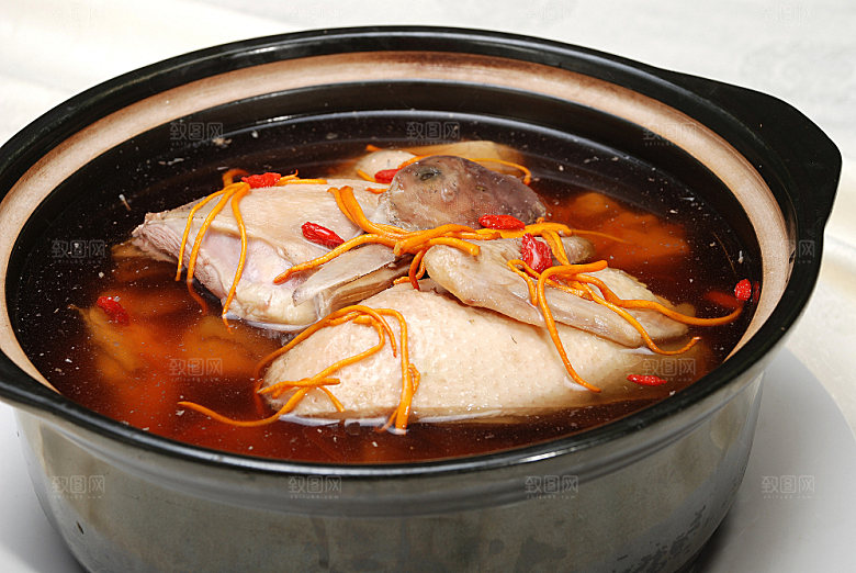草花煲野鸭高清图片设计素材