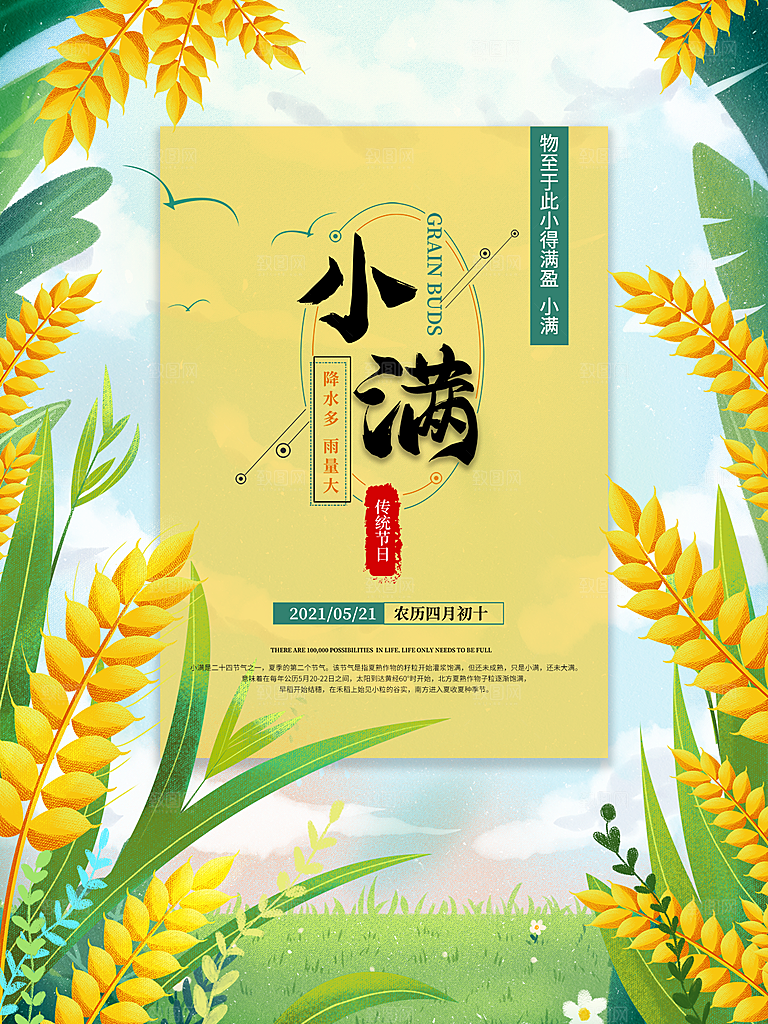 芒种节气简约大气海报