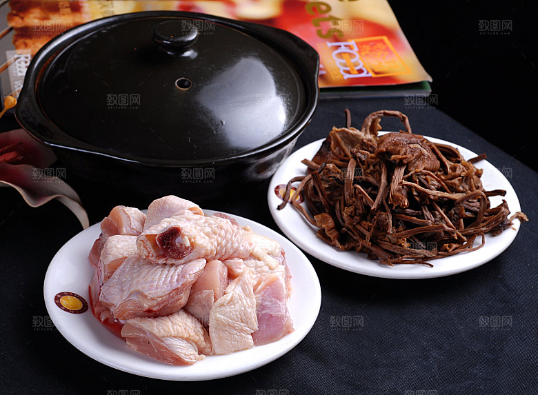 热-茶树菇土鸡煲高清图片设计素材
