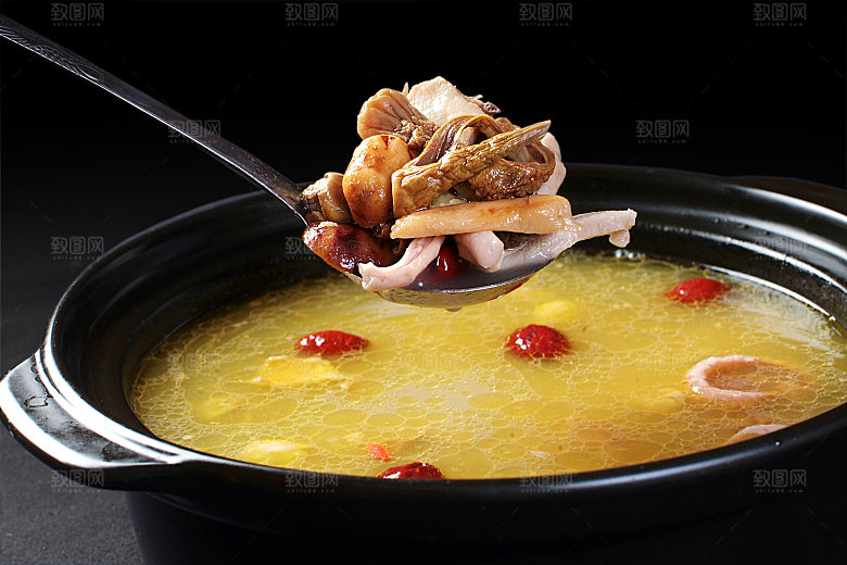 热-松茸煲土鸡高清图片设计素材