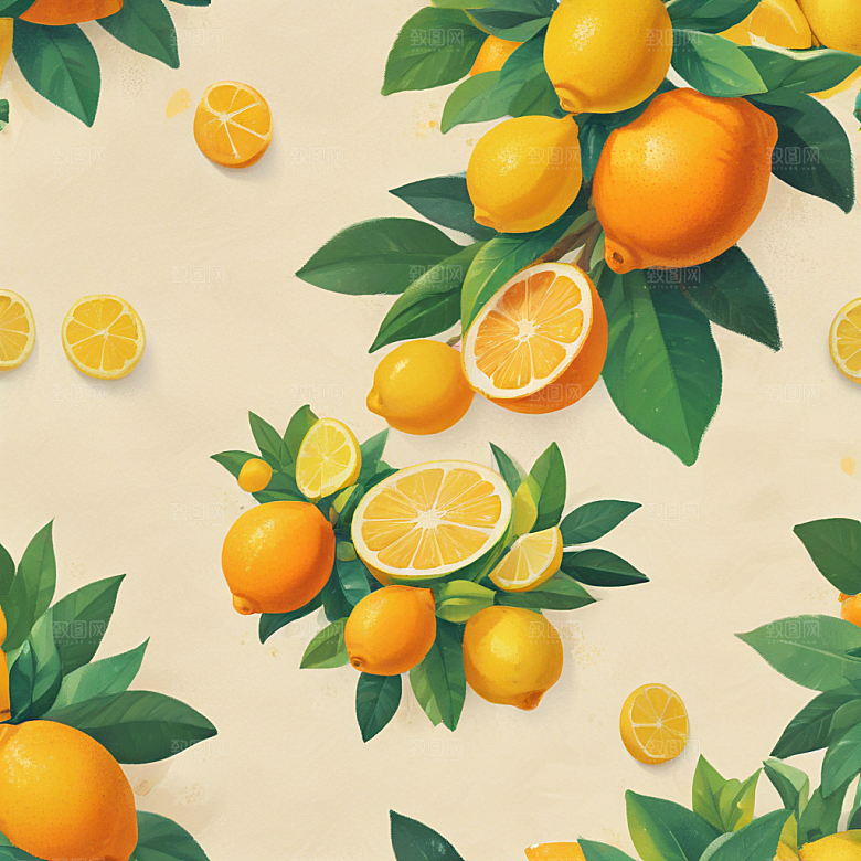 柠檬橙子插画卡通风格贴纸