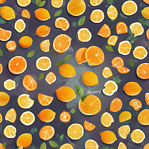 柠檬橙子插画卡通风格贴纸