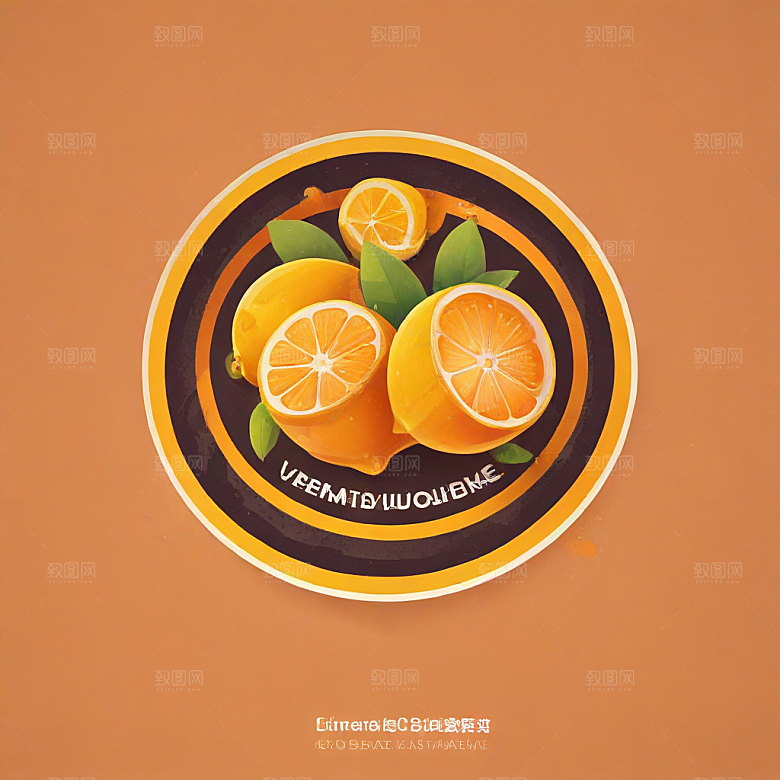 柠檬橙子插画卡通风格贴纸