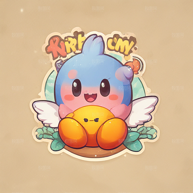 卡比兽插画卡通风格贴纸