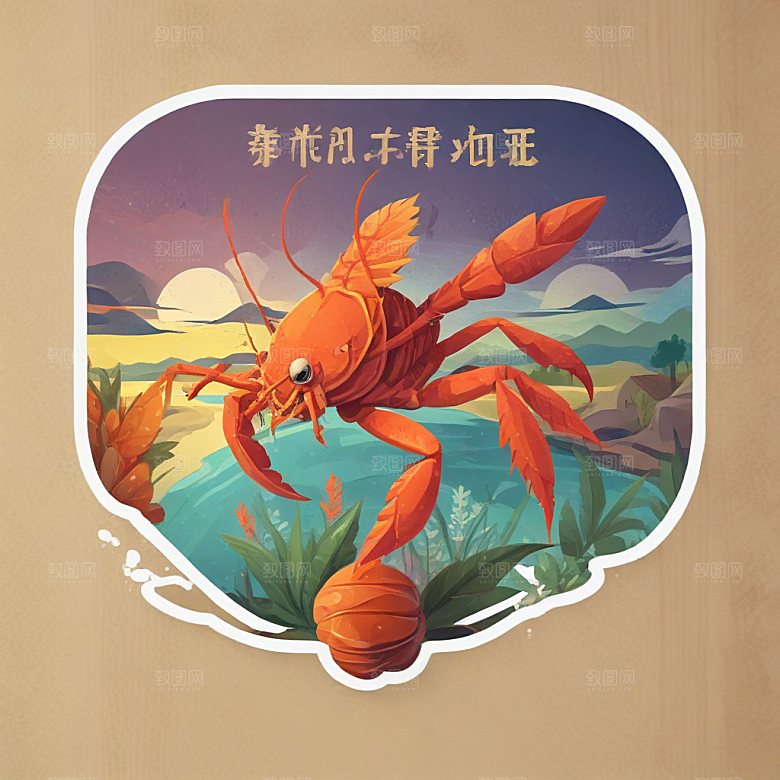 长毛狮子狗，有星空色彩插画卡通风格贴纸