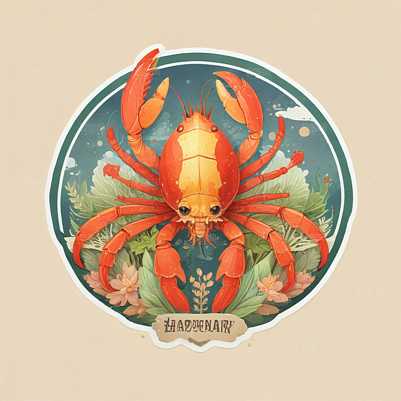 长毛狮子狗，有星空色彩插画卡通风格贴纸