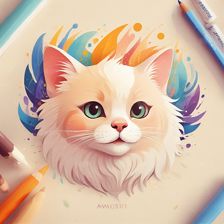 最生气的猫插画卡通风格贴纸