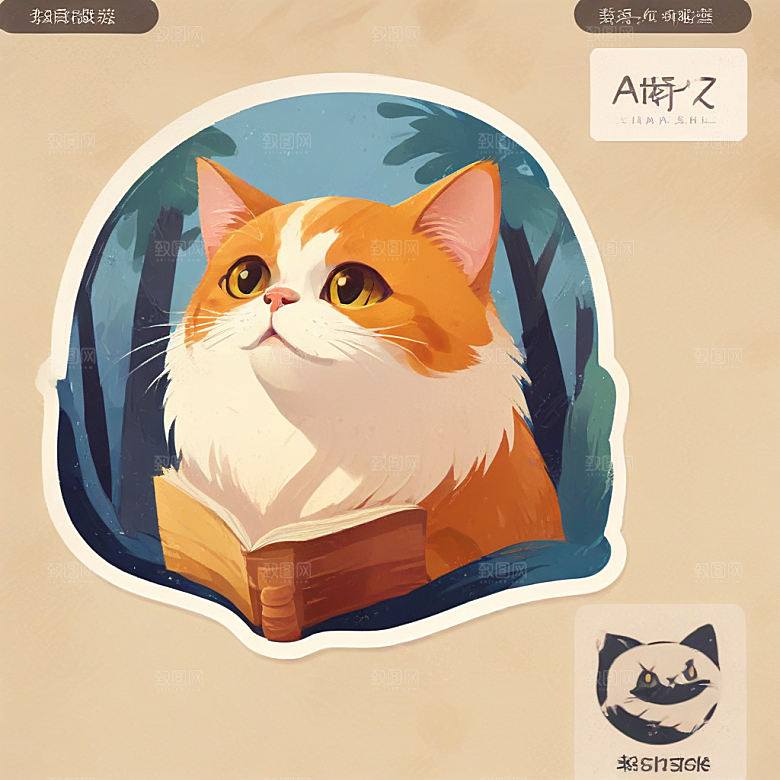 最生气的猫插画卡通风格贴纸