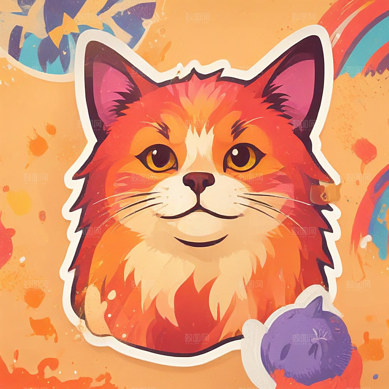 最生气的猫插画卡通风格贴纸