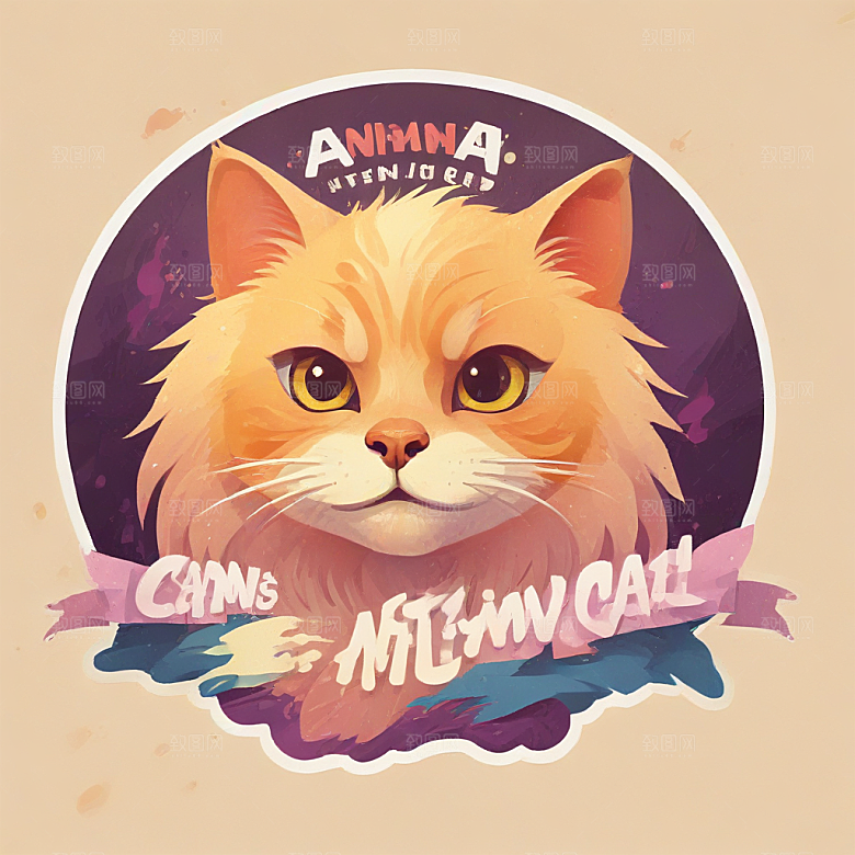 最生气的猫插画卡通风格贴纸