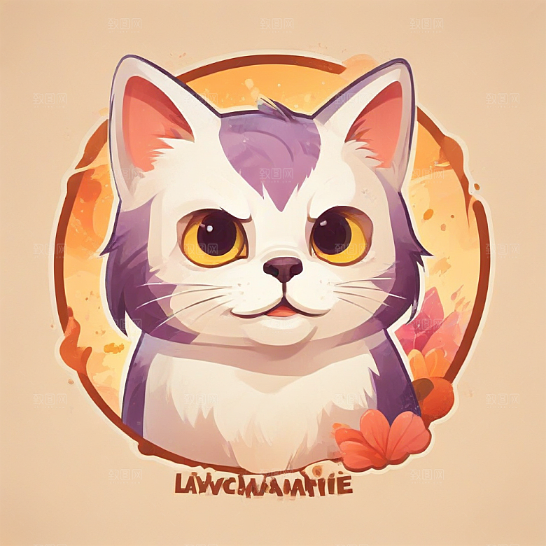 最生气的猫插画卡通风格贴纸