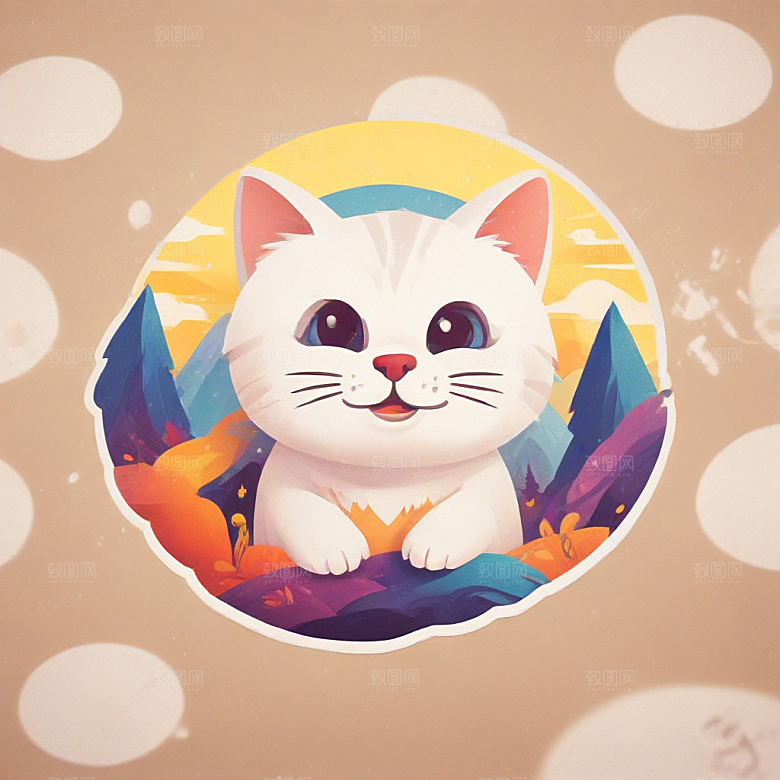最生气的猫插画卡通风格贴纸
