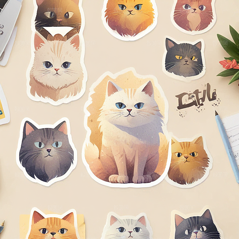 最生气的猫插画卡通风格贴纸