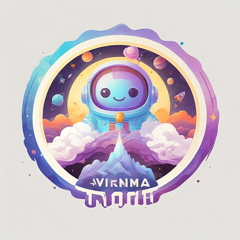 微笑太空歌剧插画卡通风格贴纸