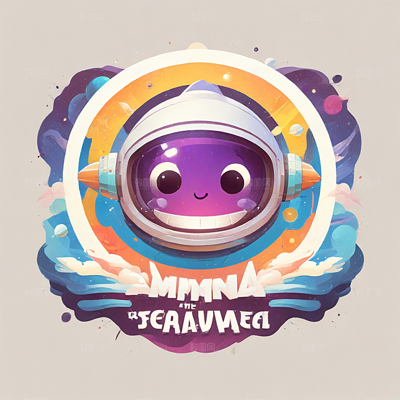 微笑太空歌剧插画卡通风格贴纸