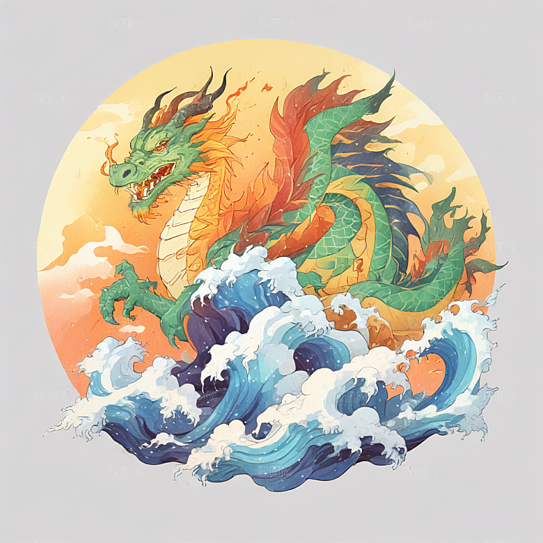在冰山上站着喷火的中国龙