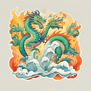 在冰山上站着喷火的中国龙