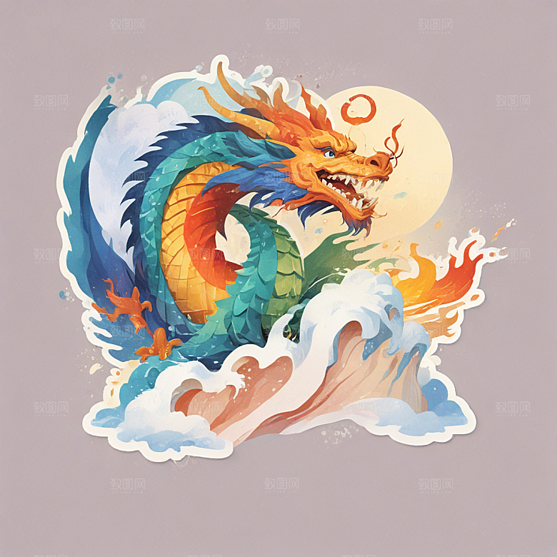 在冰山上站着喷火的中国龙