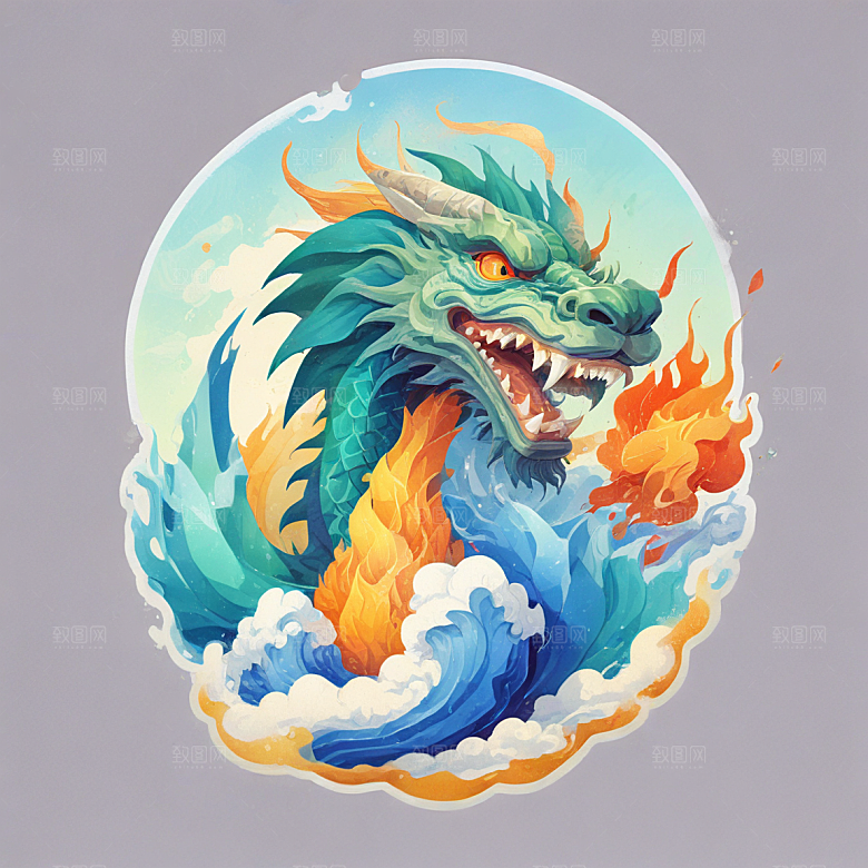 在冰山上站着喷火的中国龙