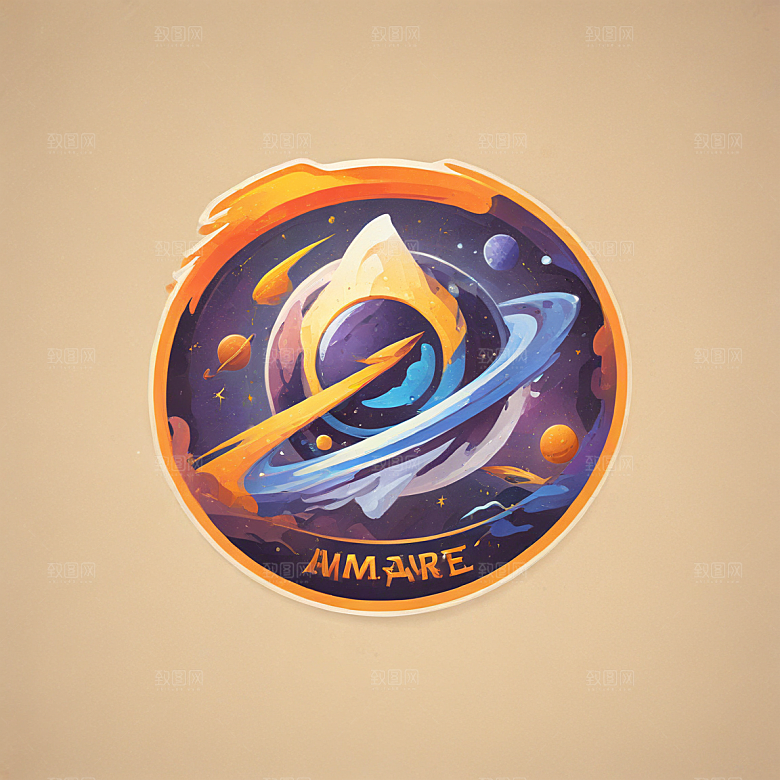 微笑太空歌剧插画卡通风格贴纸