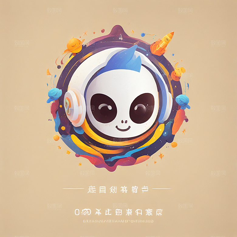 微笑太空歌剧插画卡通风格贴纸