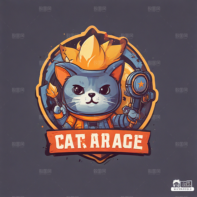 猫灾士兵插画卡通风格贴纸