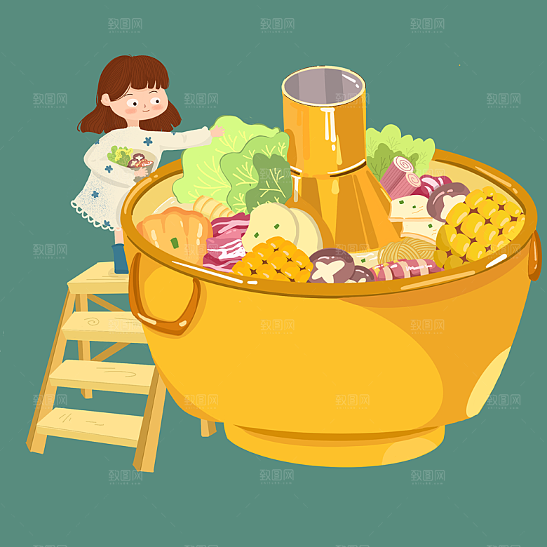免抠卡通火锅元素