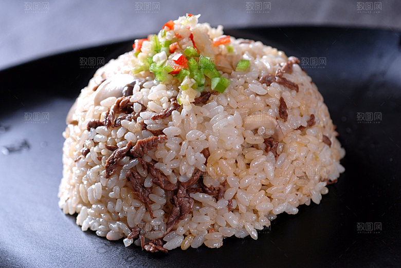 炒饭类-牛肉口蘑炒饭高清图片设计素材