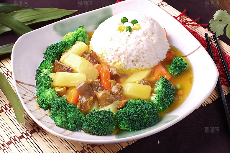 饭---咖喱牛肉拌饭高清图片设计素材