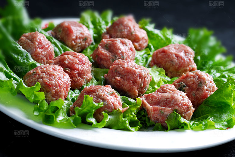 菜类香菜牛肉丸高清图片设计素材