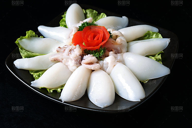 饕餮美味冰鲜墨鱼仔高清图片设计素材