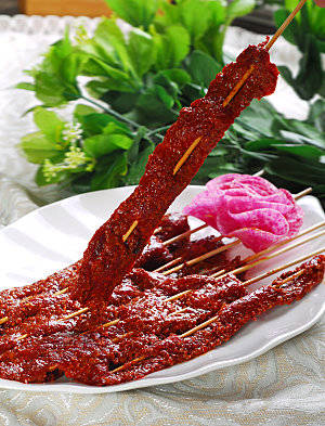 特色菜-麻辣牛肉串高清图片设计素材