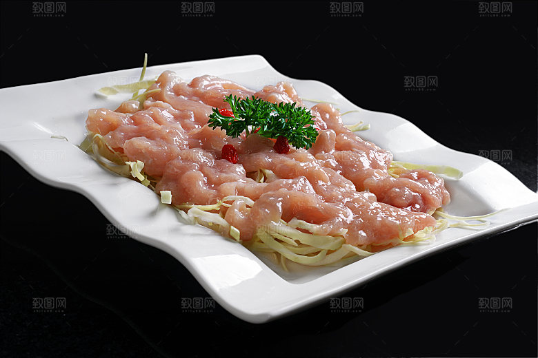 荤-滑鸡肉片高清图片设计素材