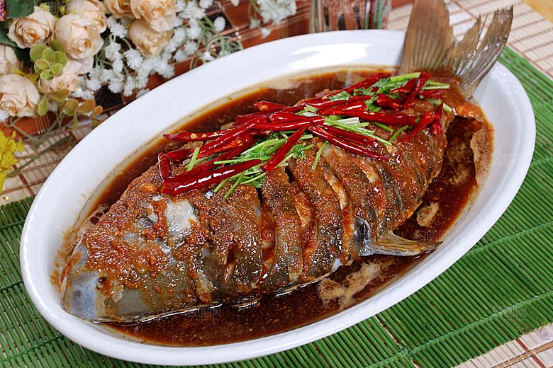 金牌鲤鱼红烧鲤鱼高清图片设计素材