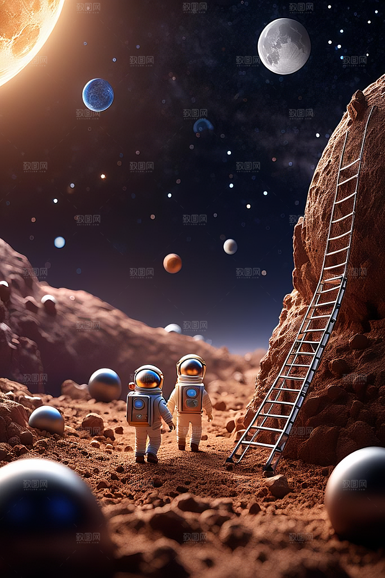 3D微观摄影宇宙周边卡通小人物多多