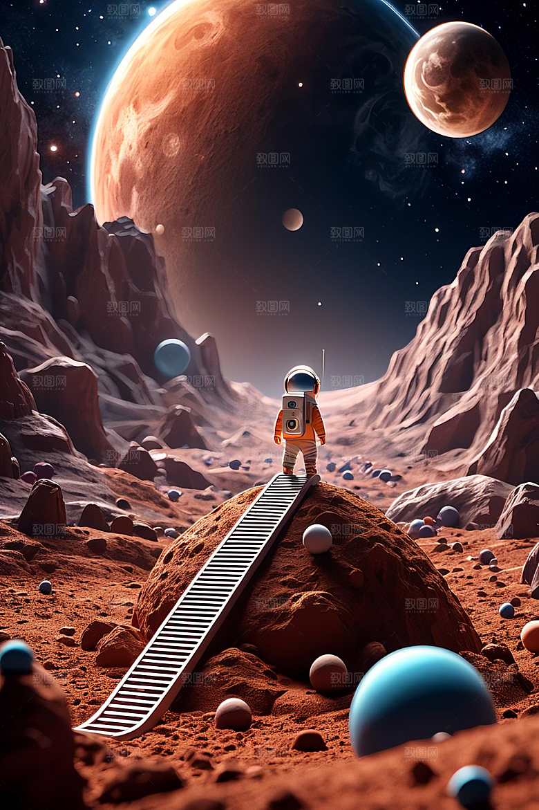 3D微观摄影宇宙周边卡通小人物多多