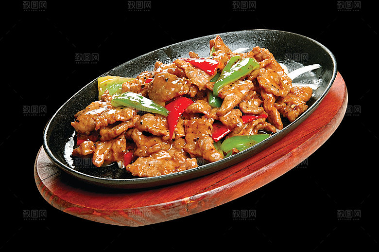 铁板黑椒牛柳元.高清图片设计素材