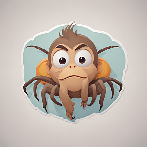 蚊子猴插画卡通风格贴纸