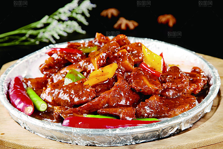 铁板黑椒牛仔骨高清图片设计素材