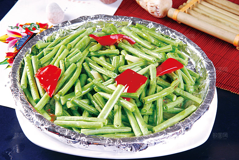 铁板虾酱豆角高清图片设计素材