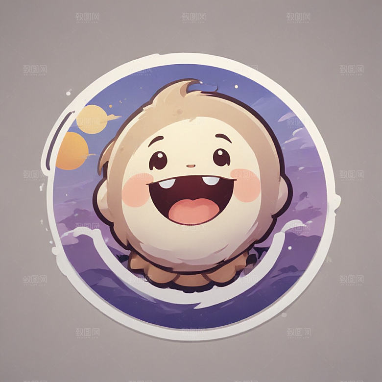 快乐澳牧插画卡通风格贴纸