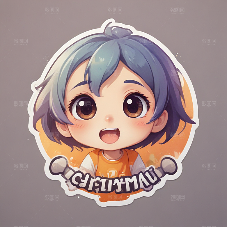 快乐澳牧插画卡通风格贴纸