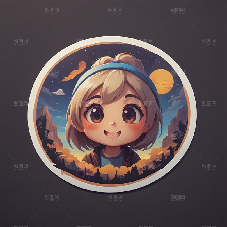 快乐澳牧插画卡通风格贴纸