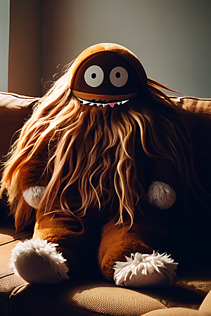 沙发上的毛绒怪物