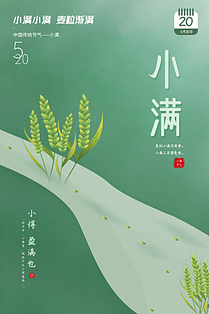 小满节气简约创意全屏海报