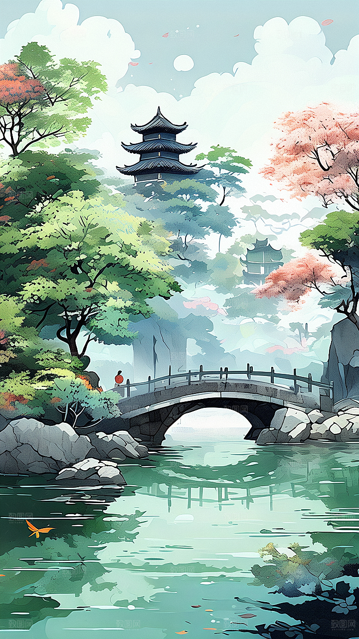 中国风湖景风光图片