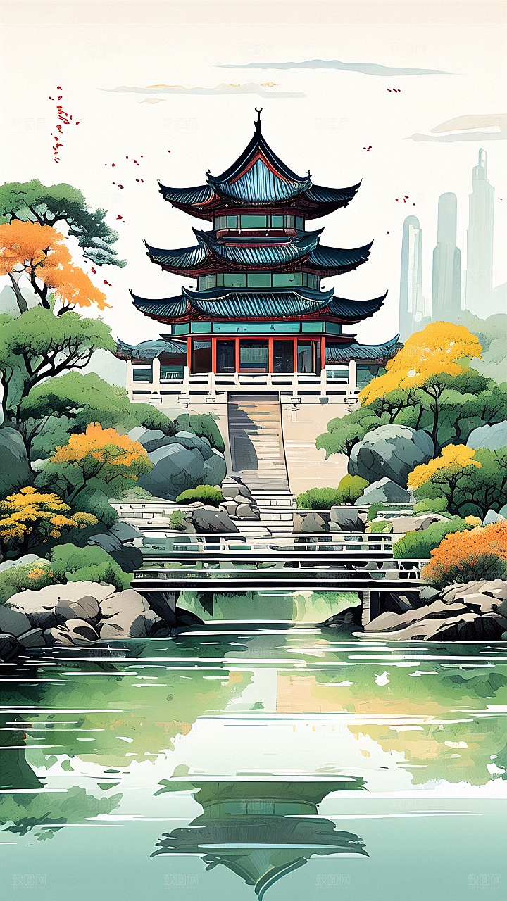 中国风湖景风光图片