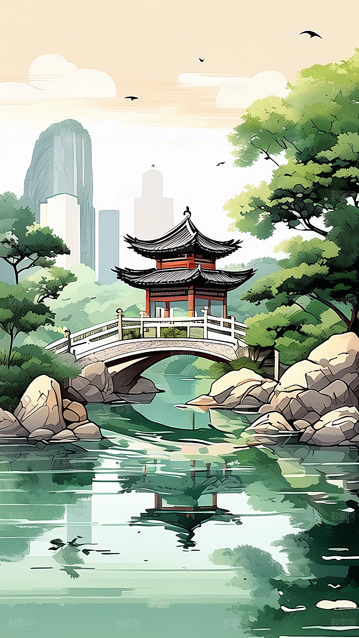 中国风湖景风光图片