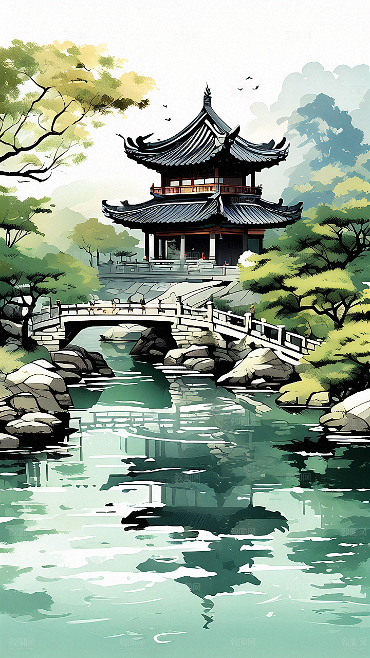 中国风湖景风光图片